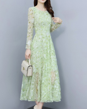 Temperament chiffon floral long big skirt lady dress