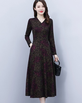 Ladies printing autumn temperament dress