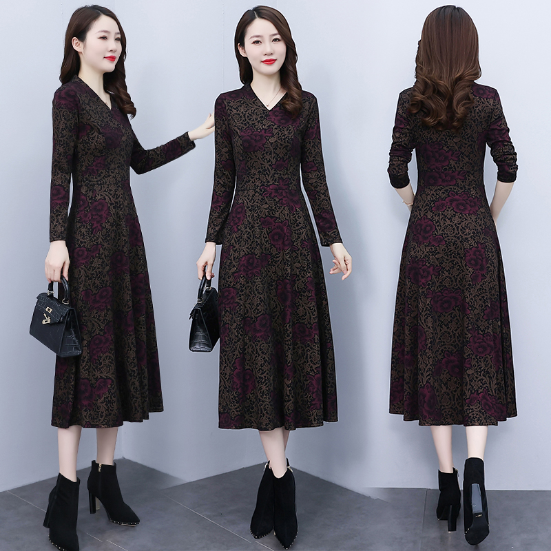 Ladies printing autumn temperament dress