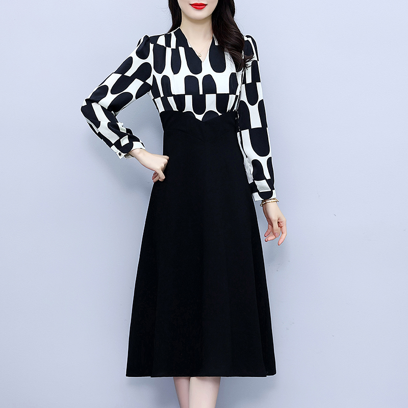 Slim Pseudo-two dress splice long dress for women