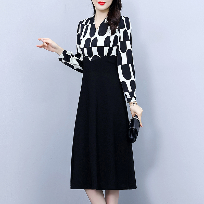 Slim Pseudo-two dress splice long dress for women