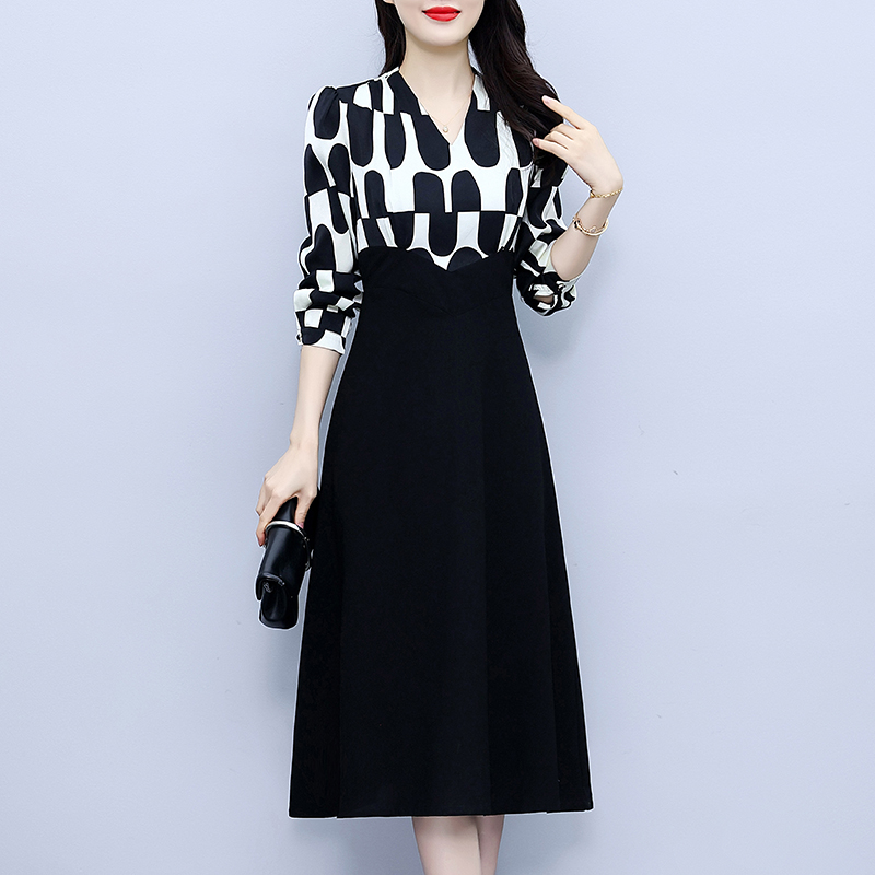 Slim Pseudo-two dress splice long dress for women