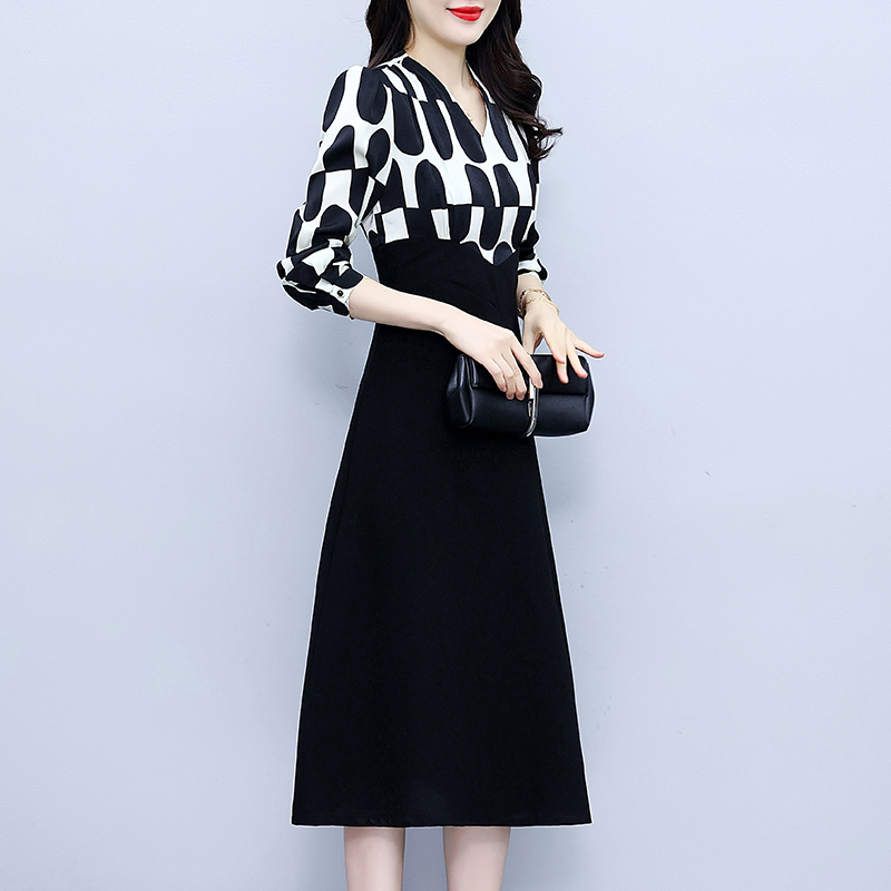 Slim Pseudo-two dress splice long dress for women