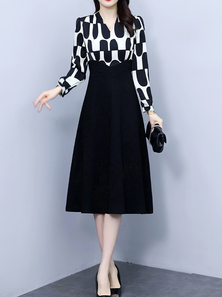 Slim Pseudo-two dress splice long dress for women