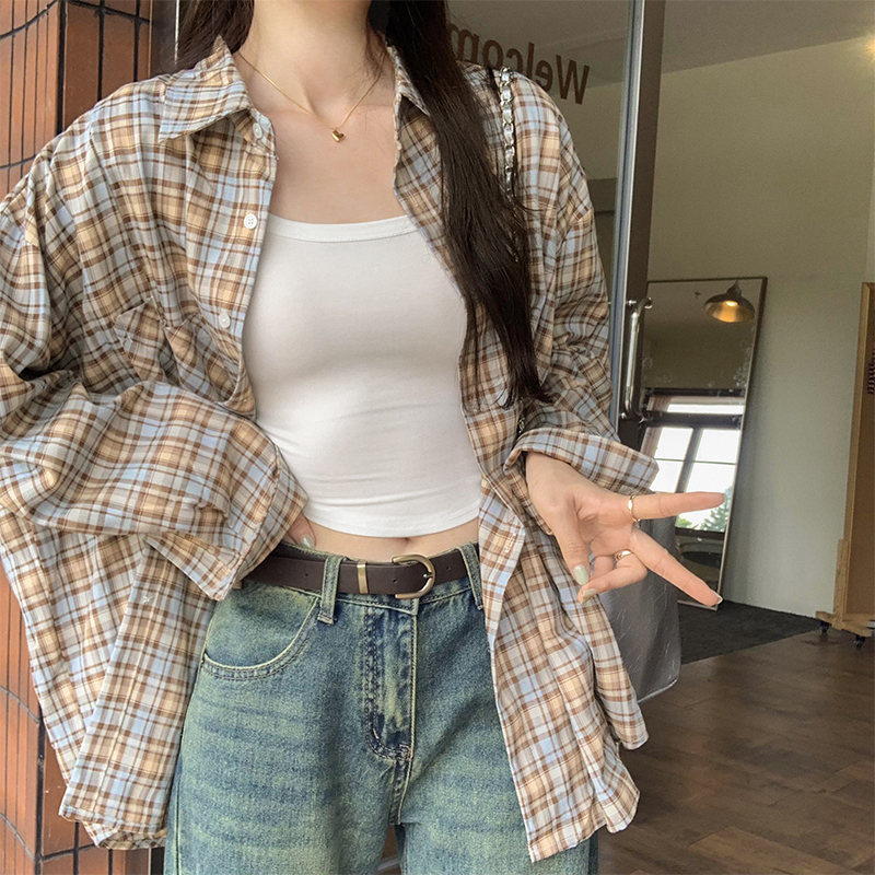 Light luxury plaid shirt summer Western style tops for women