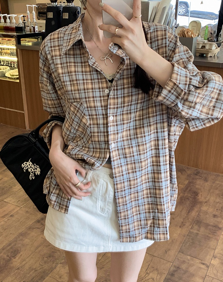 Light luxury plaid shirt summer Western style tops for women