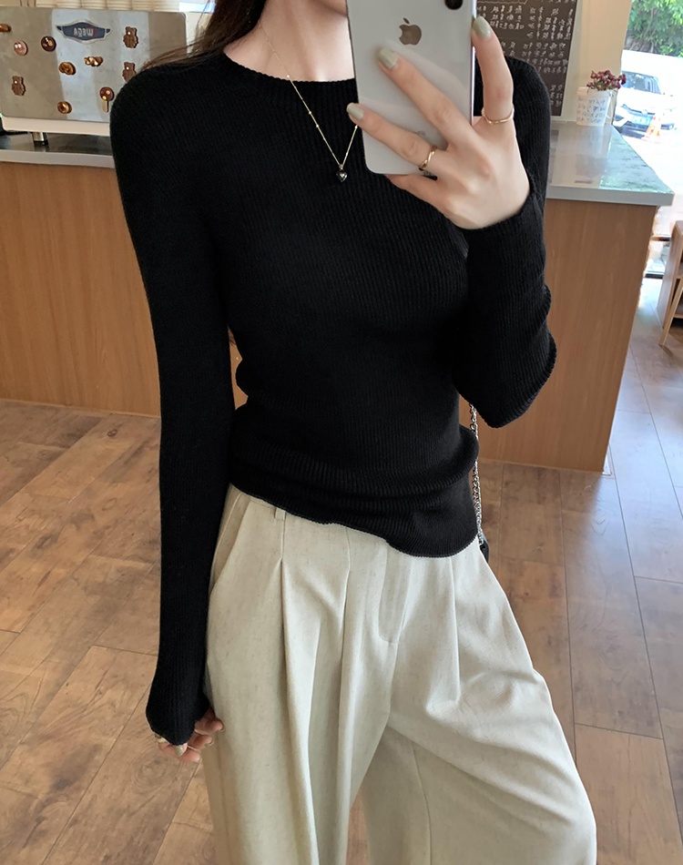 Casual half high collar sweater pullover slim tops