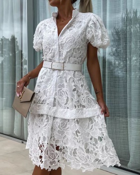 Lace belt spring and summer dress for women