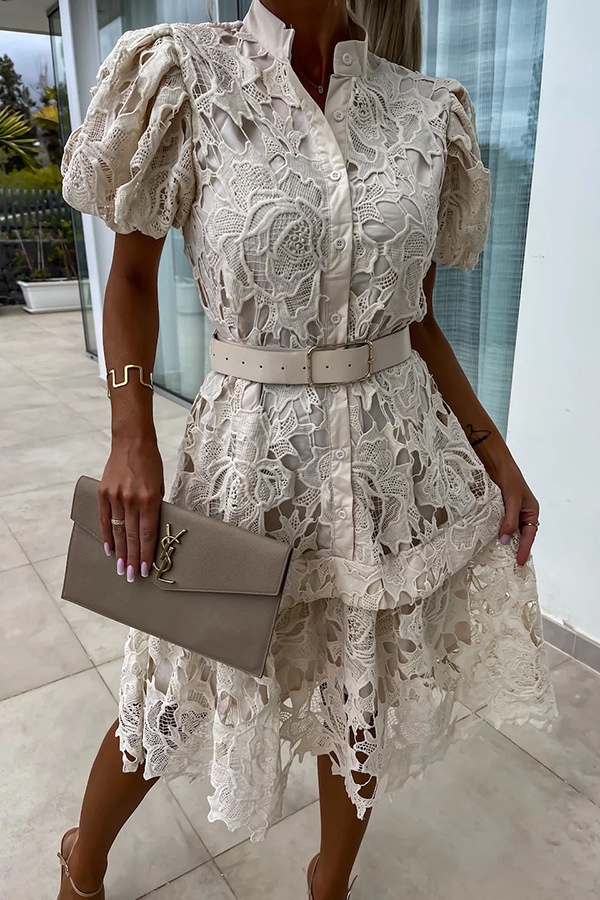 Lace belt spring and summer dress for women