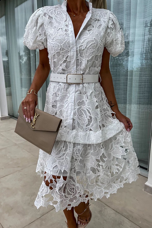 Lace belt spring and summer dress for women