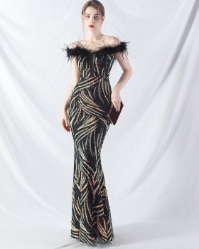 Sequins evening dress court style dress