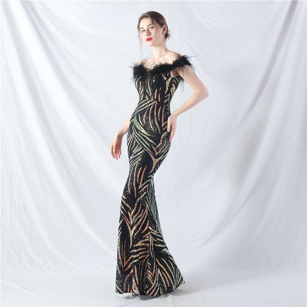 Sequins evening dress court style dress