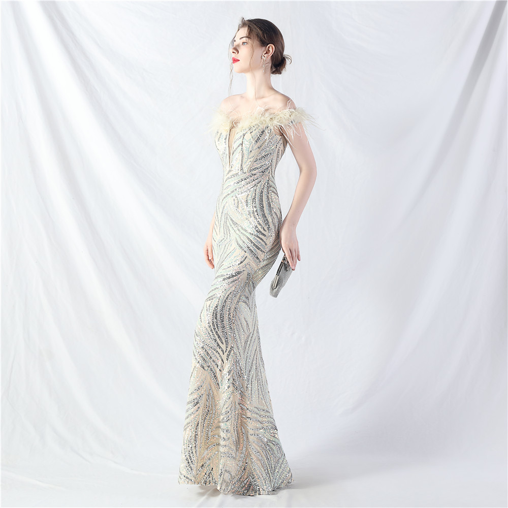 Sequins evening dress court style dress