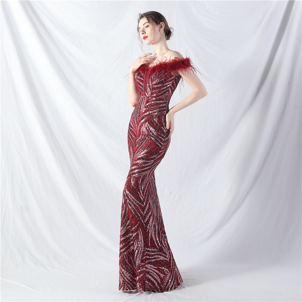 Sequins evening dress court style dress