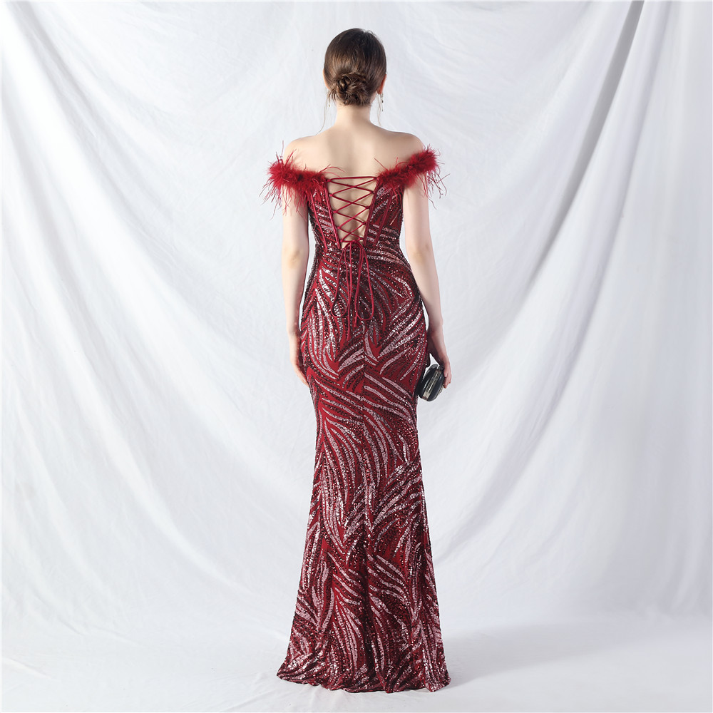 Sequins evening dress court style dress