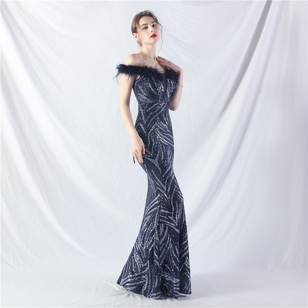 Sequins evening dress court style dress