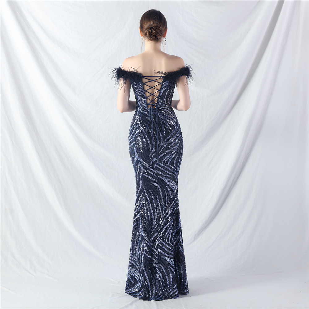 Sequins evening dress court style dress