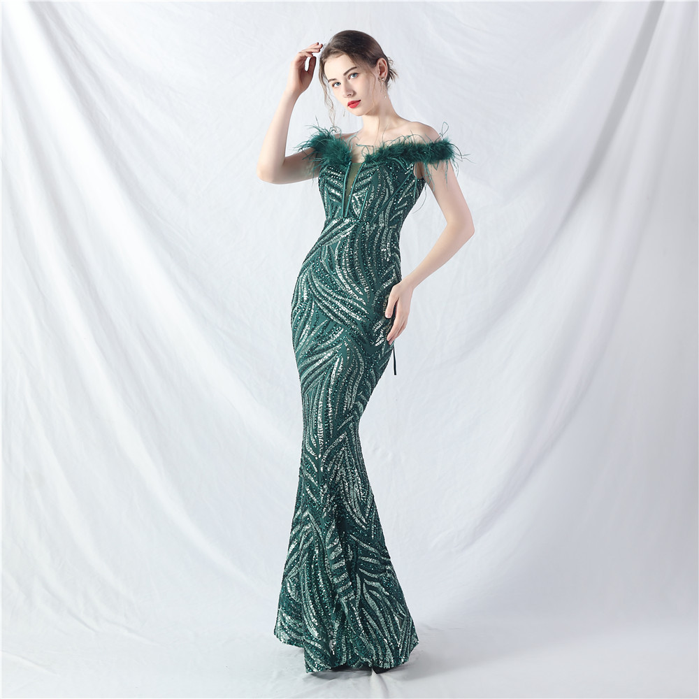 Sequins evening dress court style dress