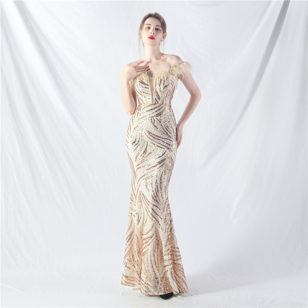 Sequins evening dress court style dress