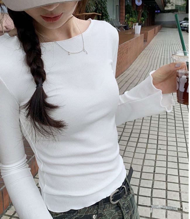 Ice silk slim tops knitted thin T-shirt for women