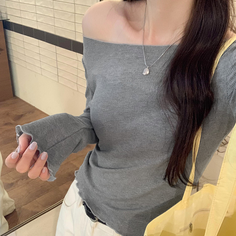 Ice silk slim tops knitted thin T-shirt for women