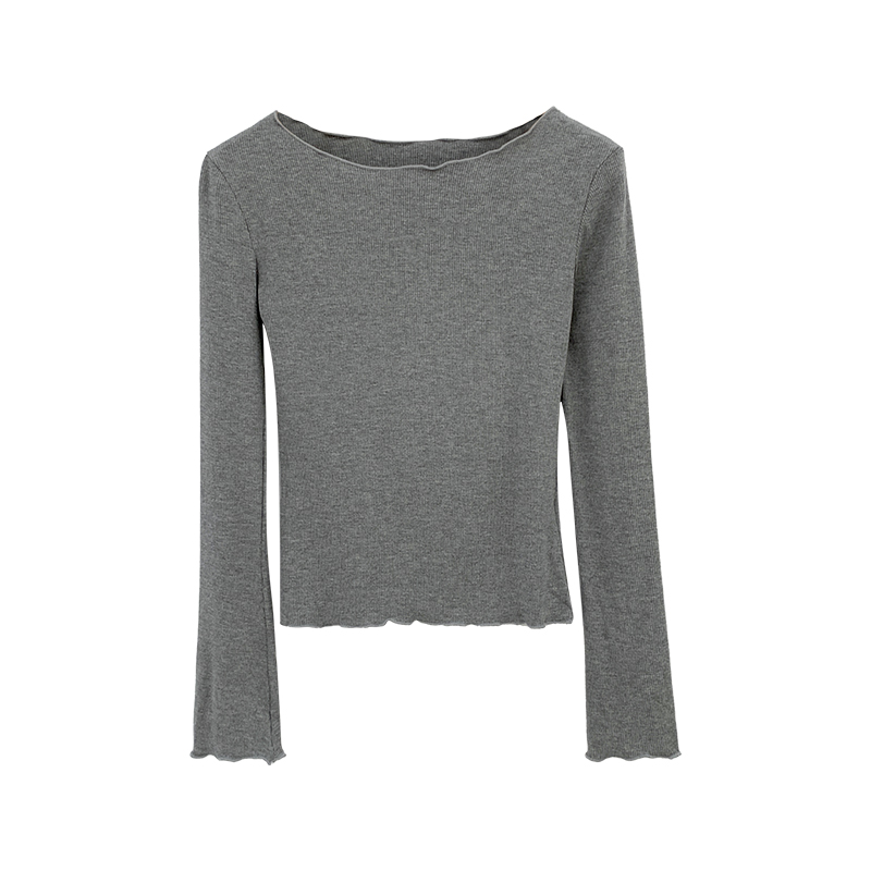 Ice silk slim tops knitted thin T-shirt for women