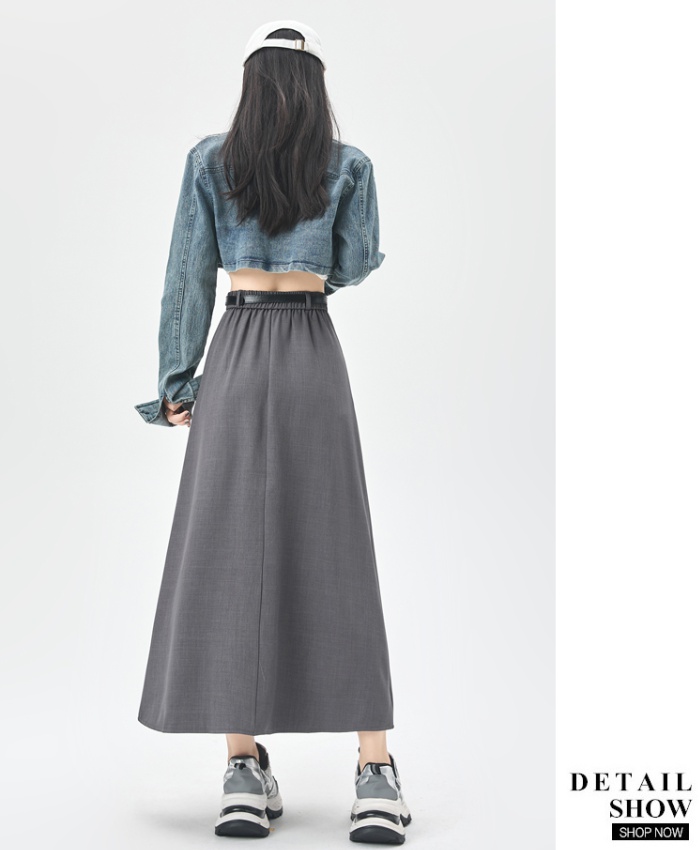 Pleated autumn skirt A-line long business suit for women