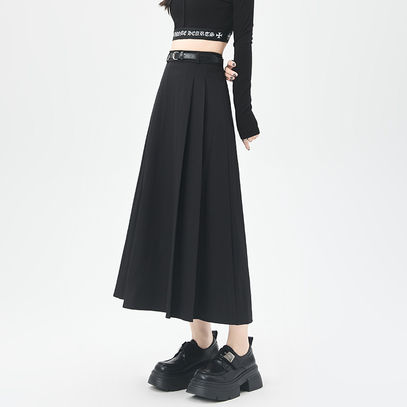 Pleated autumn skirt A-line long business suit for women