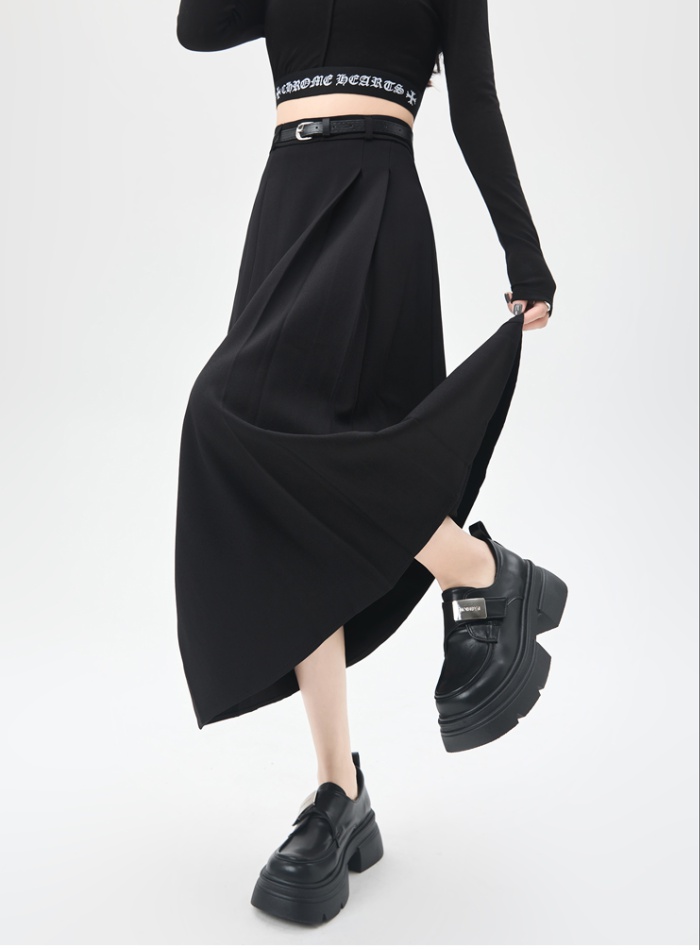 Pleated autumn skirt A-line long business suit for women