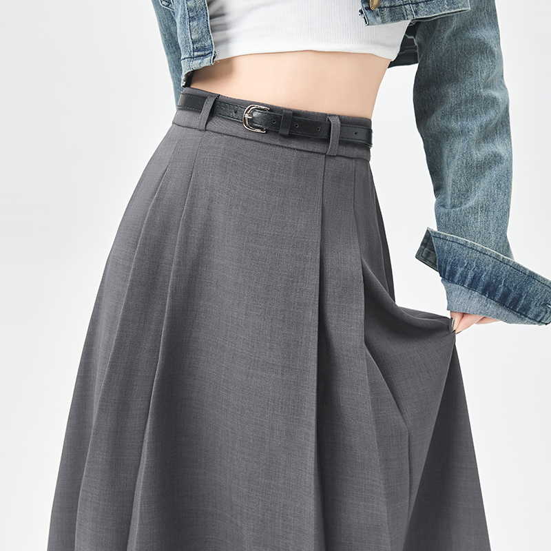 Pleated autumn skirt A-line long business suit for women