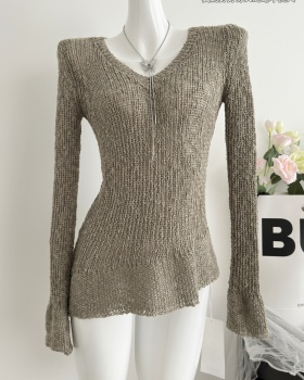 All-match long sleeve sweater hollow tops for women