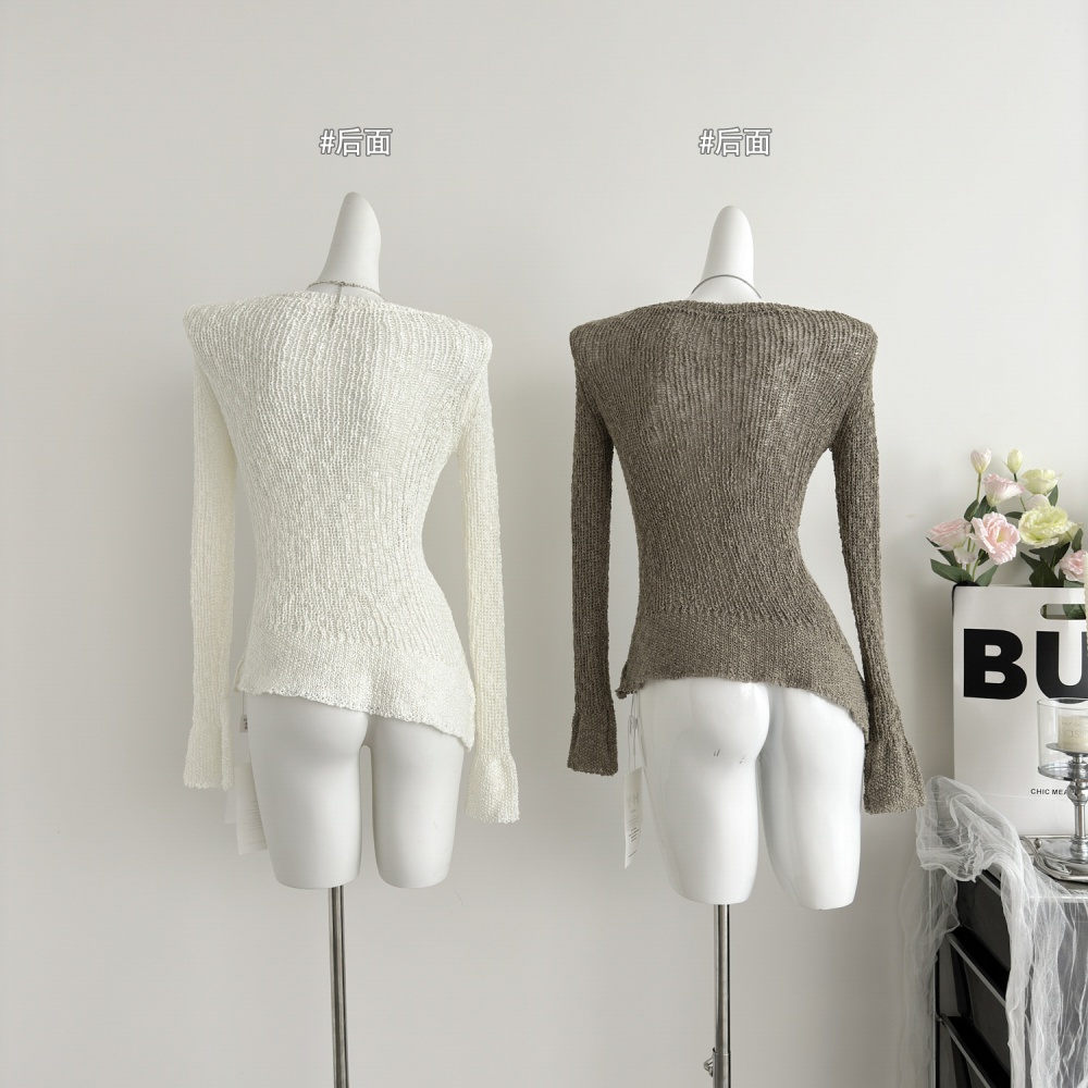 All-match long sleeve sweater hollow tops for women