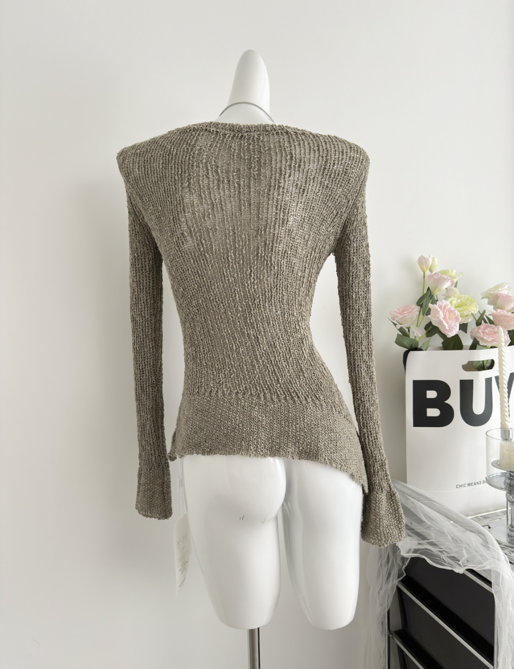 All-match long sleeve sweater hollow tops for women