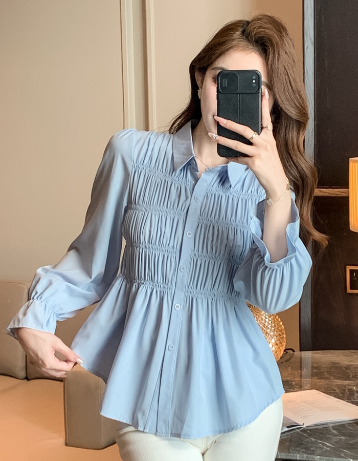 Pinched waist all-match small shirt fashion shirt