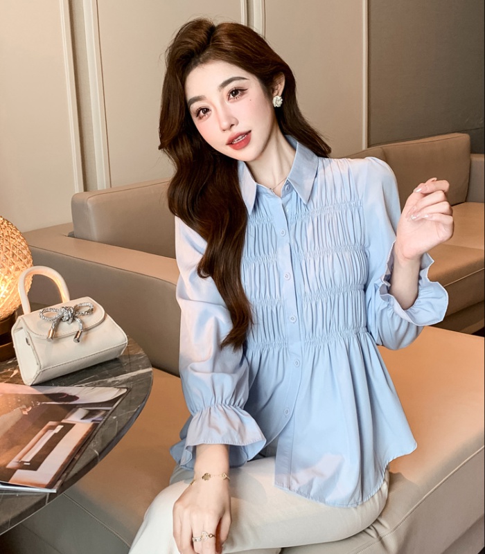 Pinched waist all-match small shirt fashion shirt