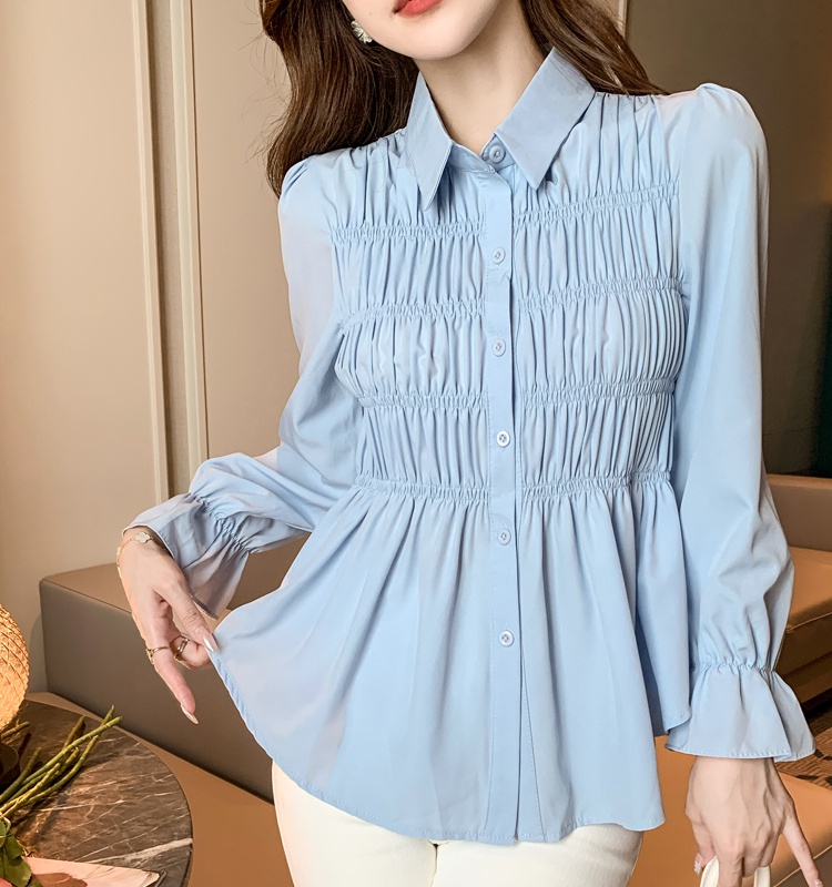 Pinched waist all-match small shirt fashion shirt