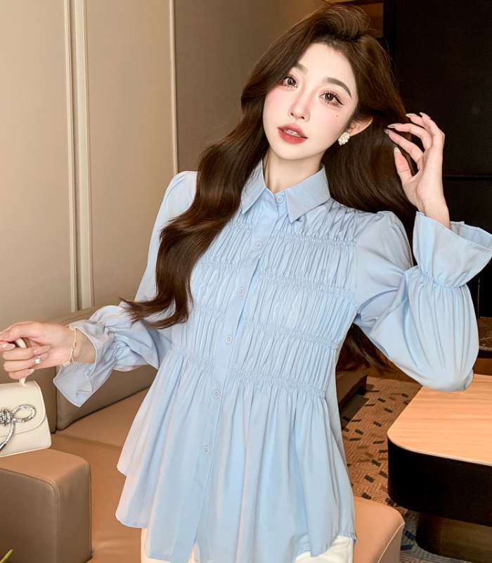 Pinched waist all-match small shirt fashion shirt