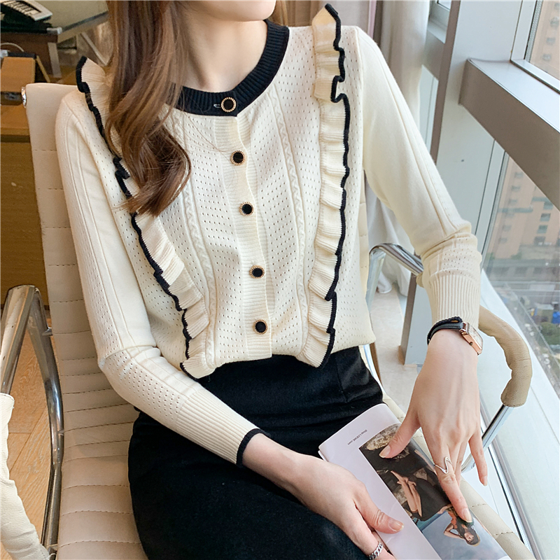 Sweet thick sweater apricot cardigan for women