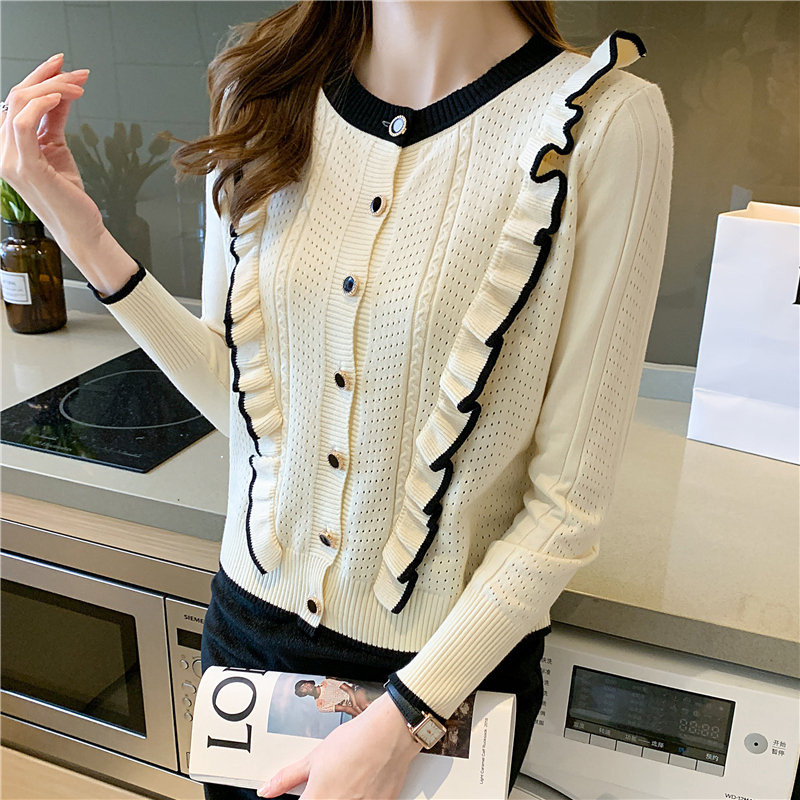 Sweet thick sweater apricot cardigan for women