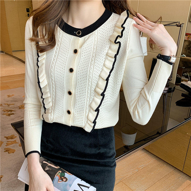 Sweet thick sweater apricot cardigan for women