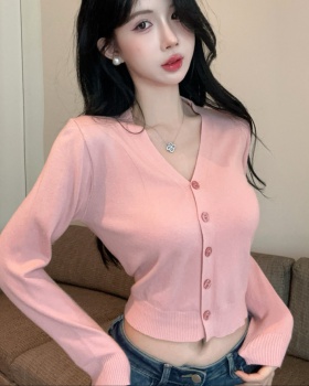 V-neck thin tops autumn bottoming shirt