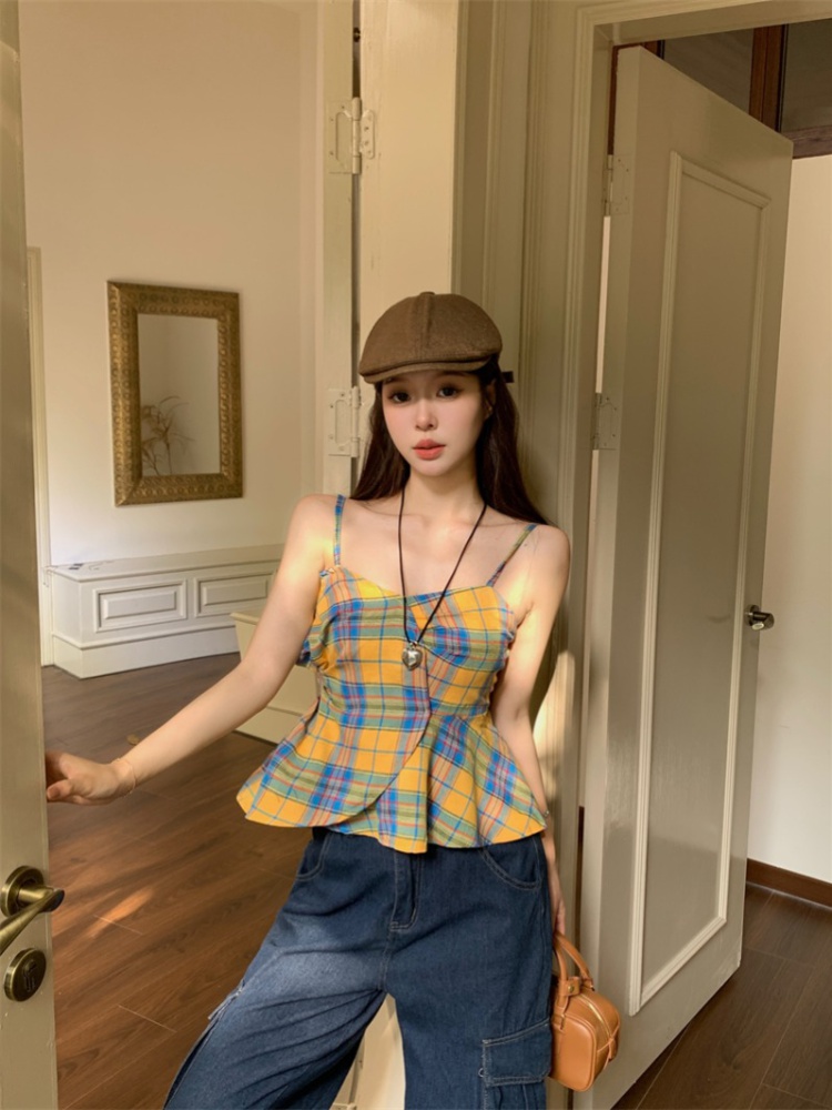 Slim mixed colors irregular doll halter tops