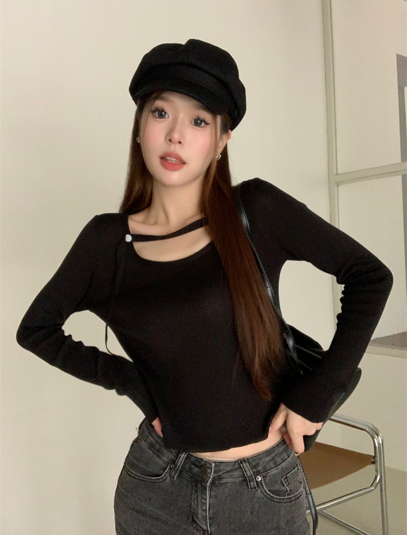 Slim stripe bottoming shirt bandage sweater