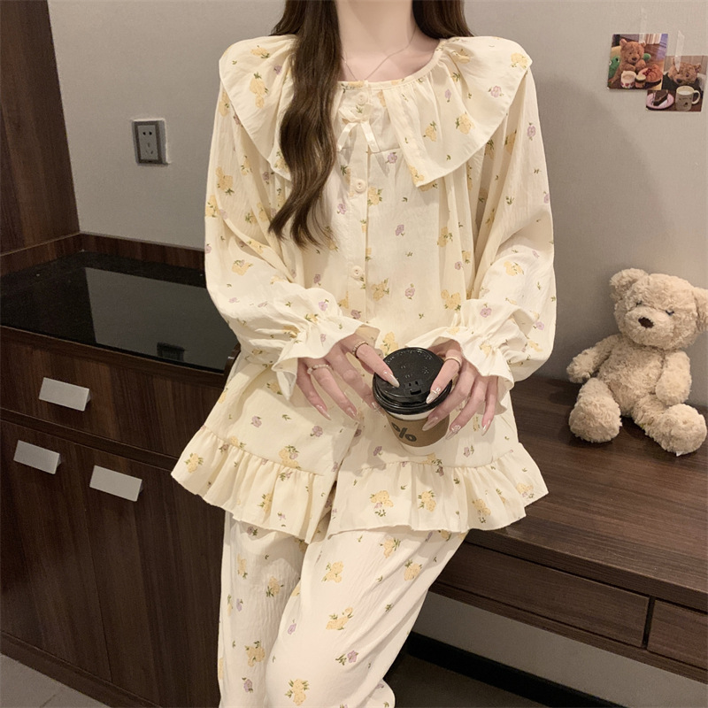 Lovely pajamas homewear cardigan 2pcs set for women