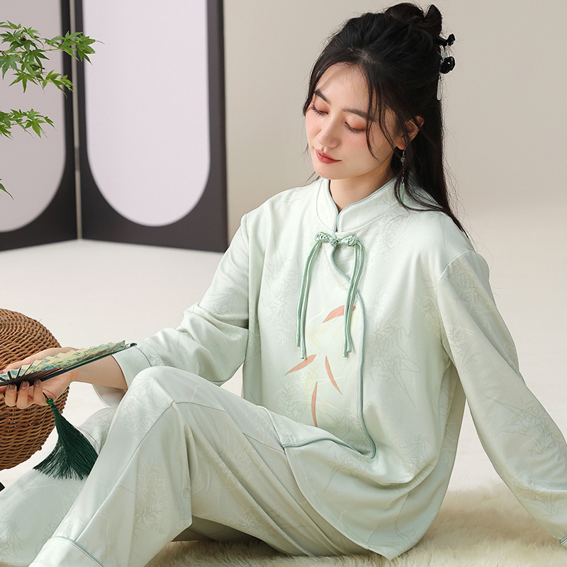 Spring and autumn long sleeve pajamas a set for women