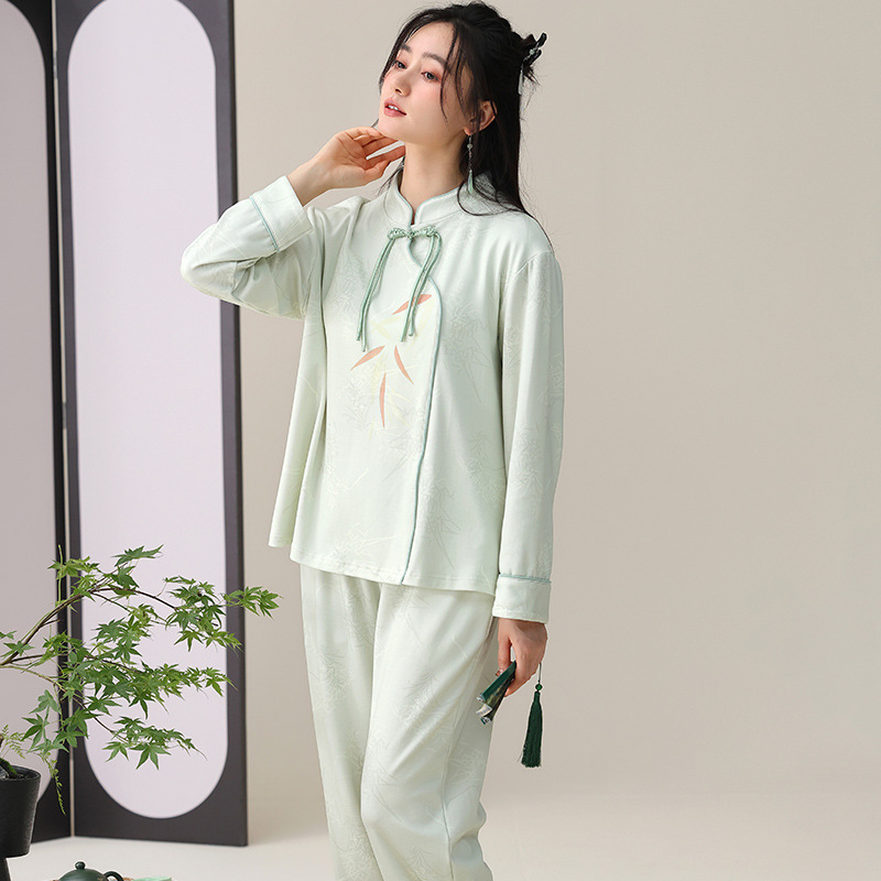 Spring and autumn long sleeve pajamas a set for women