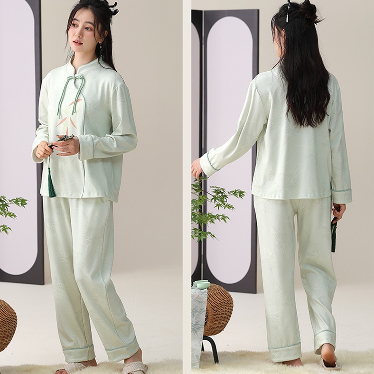 Spring and autumn long sleeve pajamas a set for women