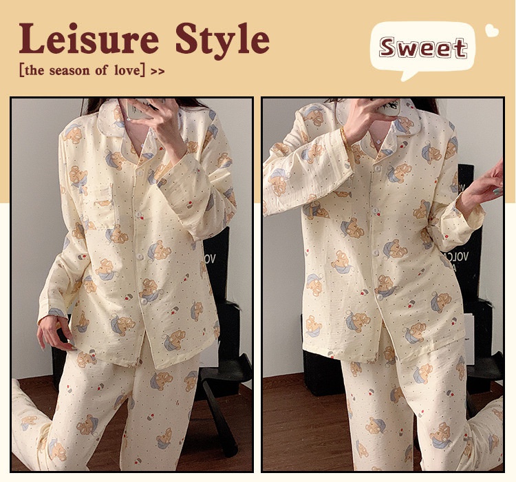 Lovely pajamas sweet cardigan a set for women