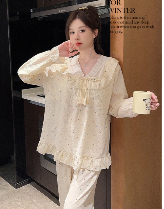 With chest pad homewear cardigan long sleeve long pants