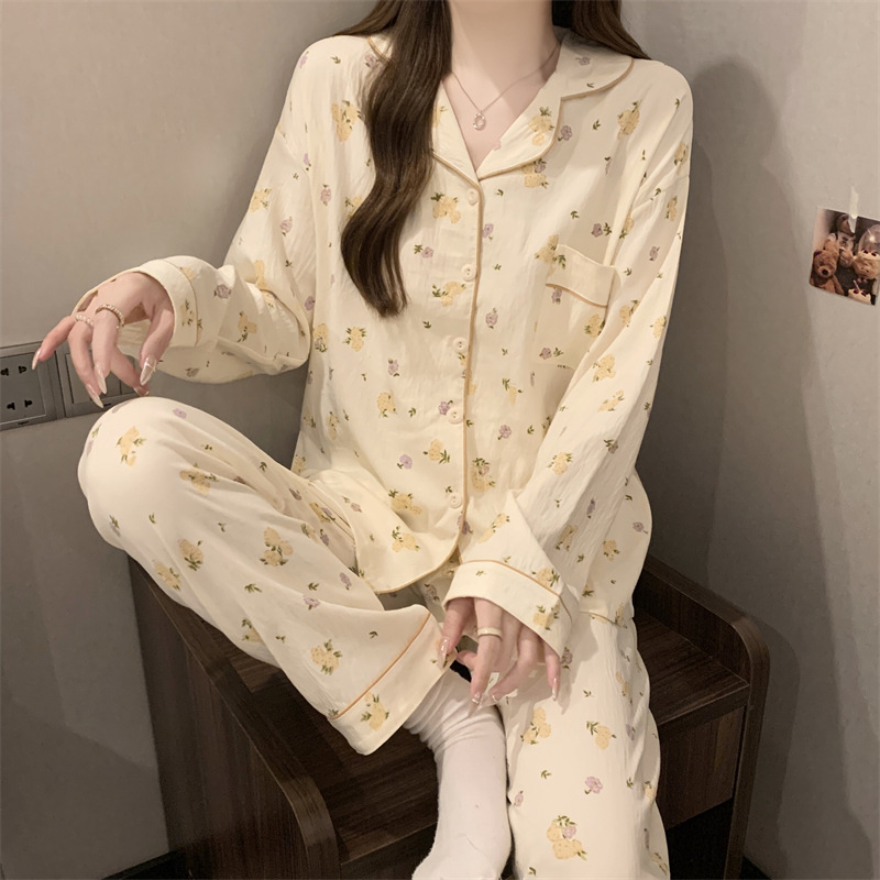 Spring and summer cardigan student long pants 2pcs set for women